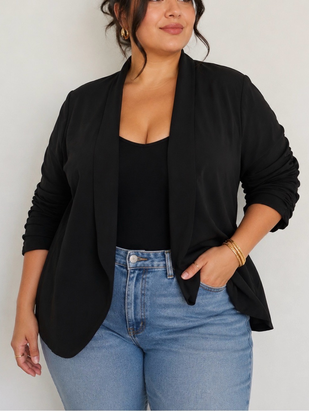 Shein Open-Front Draped Blazer